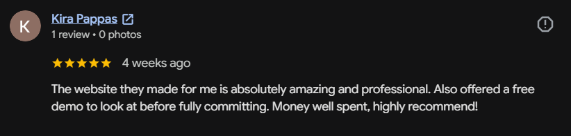 Kira Pappas's Google review · 4 weeks ago